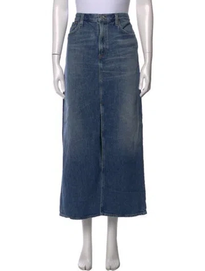 Pre-owned Agolde Distressed Accents Long Skirt In Blue