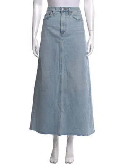 Pre-owned Agolde Distressed Accents Long Skirt In Blue