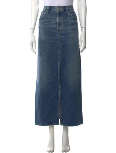 Pre-owned Agolde Distressed Accents Long Skirt In Blue