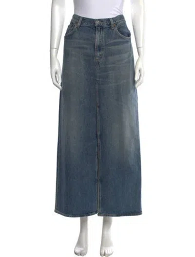 Pre-owned Agolde Distressed Accents Long Skirt In Blue