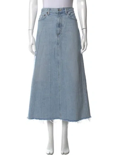 Pre-owned Agolde Distressed Accents Long Skirt In Blue