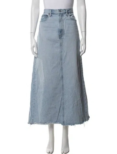 Pre-owned Agolde Distressed Accents Long Skirt In Blue
