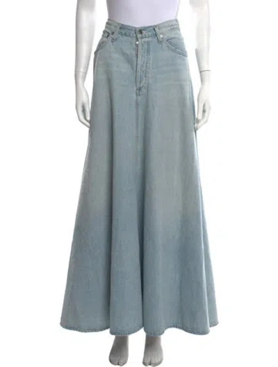 Pre-owned Agolde Distressed Accents Long Skirt In Blue