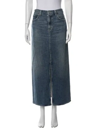 Pre-owned Agolde Distressed Accents Long Skirt In Blue