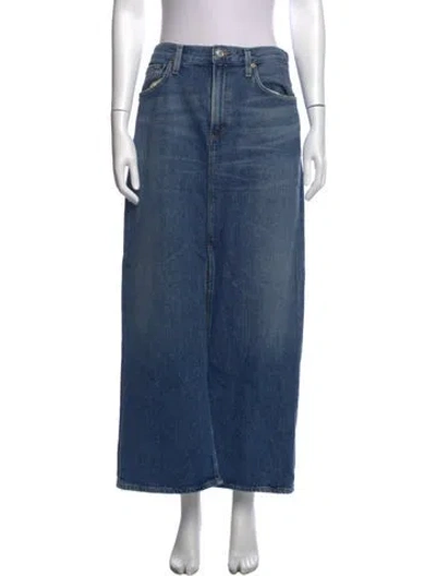Pre-owned Agolde Distressed Accents Long Skirt In Blue