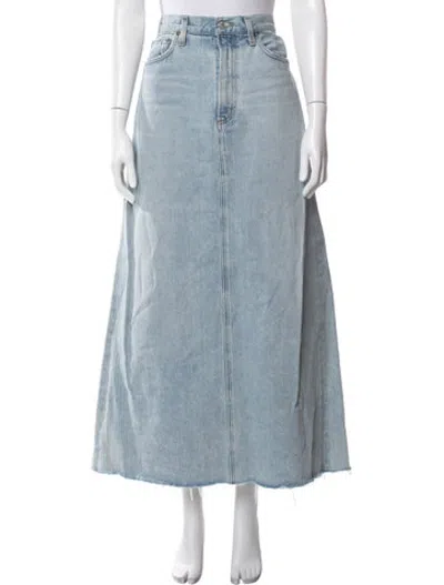 Pre-owned Agolde Distressed Accents Long Skirt In Blue