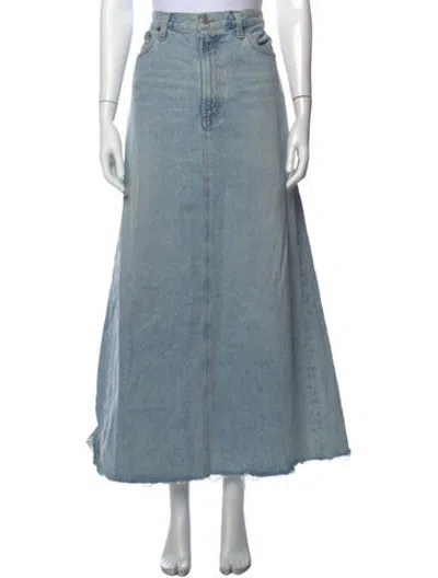 Pre-owned Agolde Distressed Accents Long Skirt In Blue