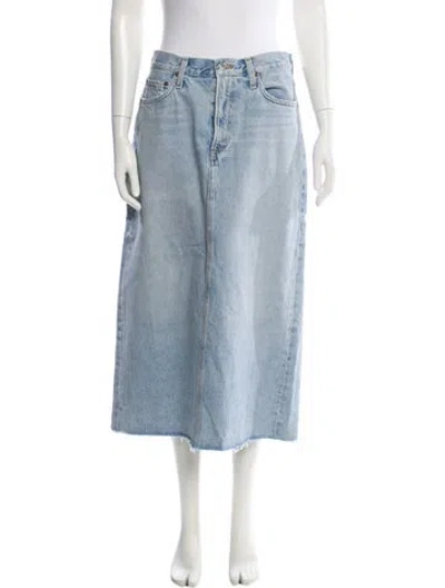 Pre-owned Agolde Distressed Accents Midi Length Skirt In Blue