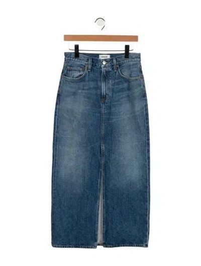 Pre-owned Agolde Distressed Accents Midi Length Skirt In Blue