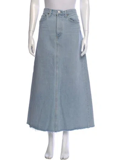 Pre-owned Agolde Distressed Accents Midi Length Skirt In Blue