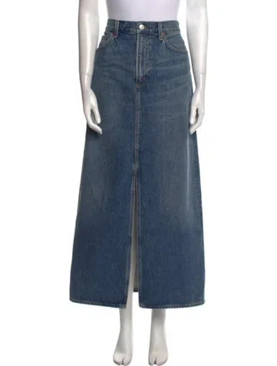 Pre-owned Agolde Distressed Accents Midi Length Skirt In Blue