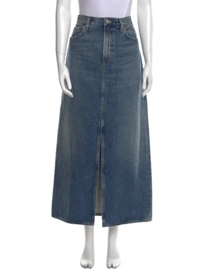 Pre-owned Agolde Distressed Accents Midi Length Skirt In Blue