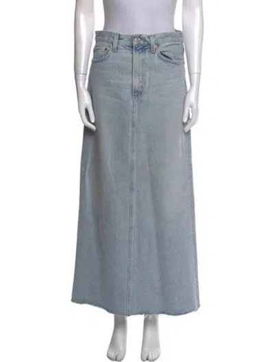 Pre-owned Agolde Distressed Accents Midi Length Skirt In Blue