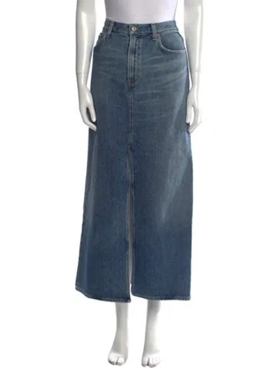 Pre-owned Agolde Distressed Accents Midi Length Skirt In Blue