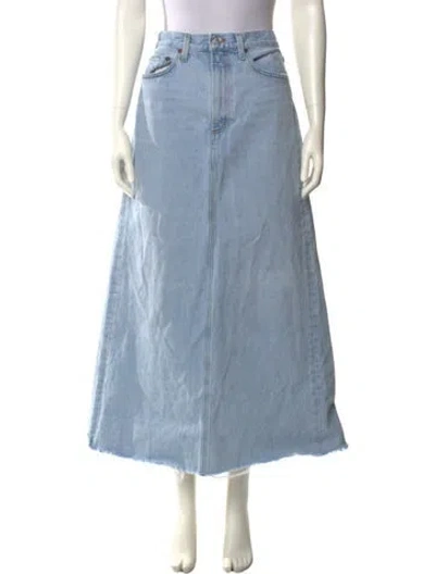 Pre-owned Agolde Distressed Accents Midi Length Skirt In Blue