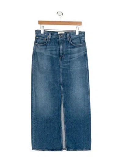 Pre-owned Agolde Distressed Accents Midi Length Skirt In Blue