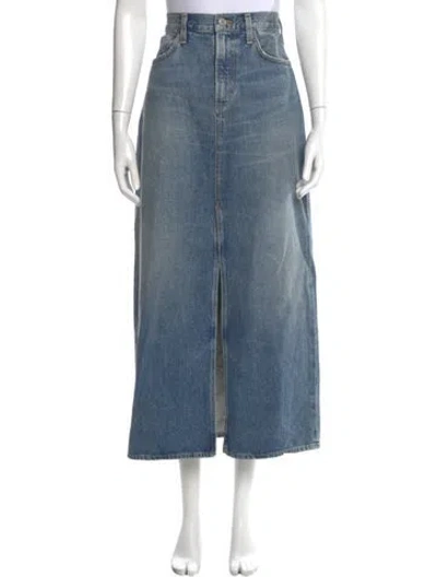 Pre-owned Agolde Distressed Accents Midi Length Skirt In Blue