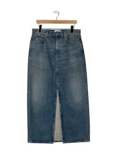 Pre-owned Agolde Distressed Accents Midi Length Skirt In Blue