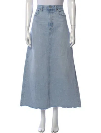 Pre-owned Agolde Distressed Accents Midi Length Skirt In Blue