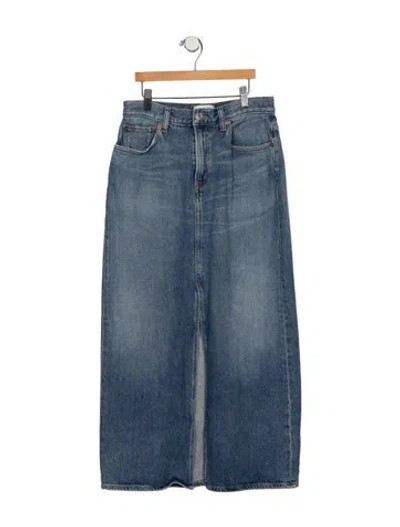 Pre-owned Agolde Distressed Accents Midi Length Skirt In Blue