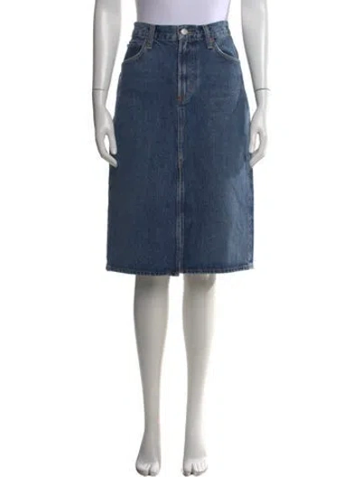 Pre-owned Agolde Distressed Accents Midi Length Skirt In Blue