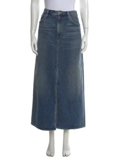 Pre-owned Agolde Distressed Accents Midi Length Skirt In Blue