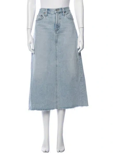 Pre-owned Agolde Distressed Accents Midi Length Skirt In Blue