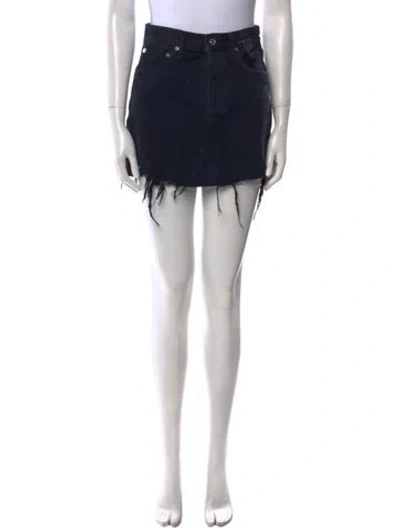 Pre-owned Agolde Distressed Accents Mini Skirt In Black