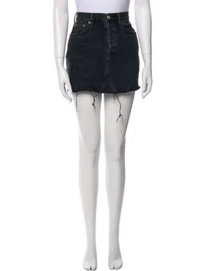 Pre-owned Agolde Distressed Accents Mini Skirt In Black