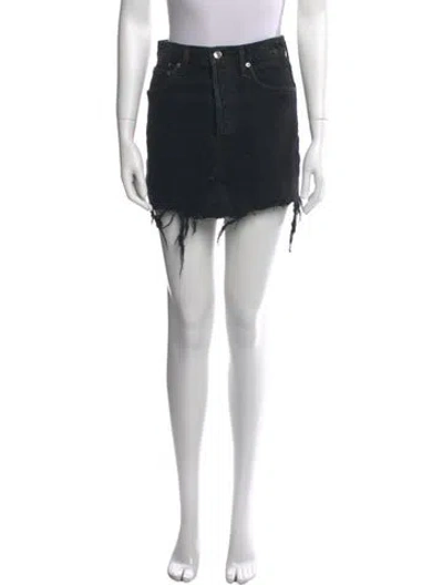 Pre-owned Agolde Distressed Accents Mini Skirt In Black
