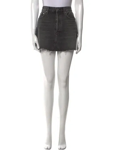 Pre-owned Agolde Distressed Accents Mini Skirt In Black