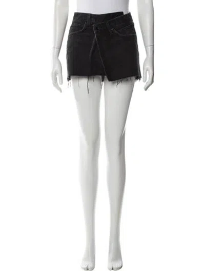 Pre-owned Agolde Distressed Accents Mini Skirt In Black