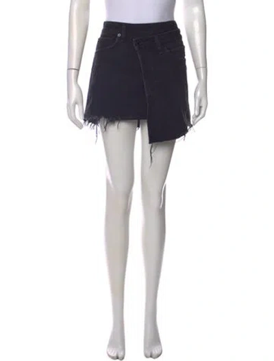 Pre-owned Agolde Distressed Accents Mini Skirt In Black