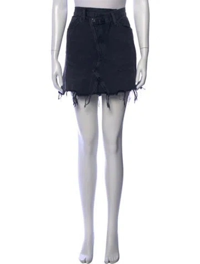 Pre-owned Agolde Distressed Accents Mini Skirt In Black