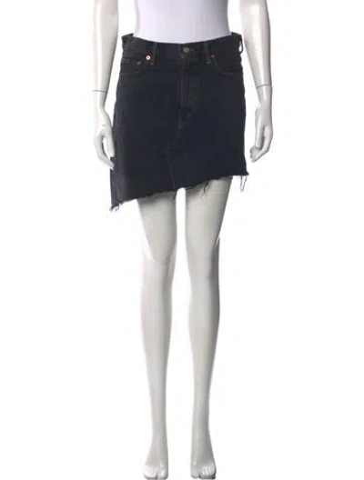 Pre-owned Agolde Distressed Accents Mini Skirt In Black