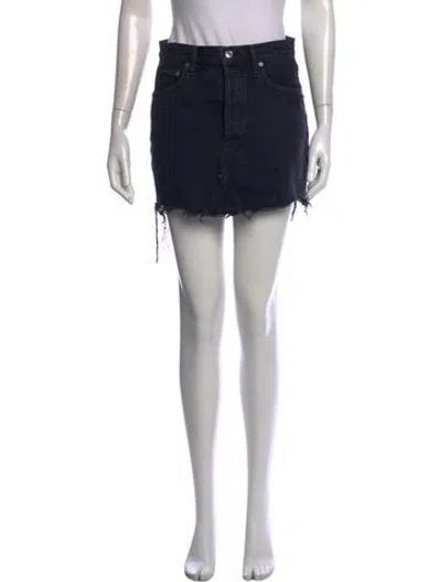 Pre-owned Agolde Distressed Accents Mini Skirt In Black