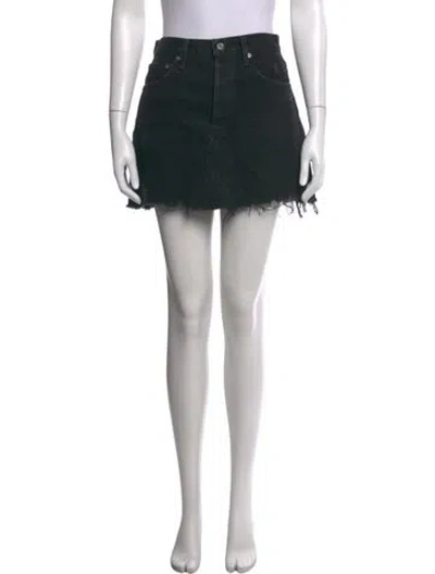 Pre-owned Agolde Distressed Accents Mini Skirt In Black