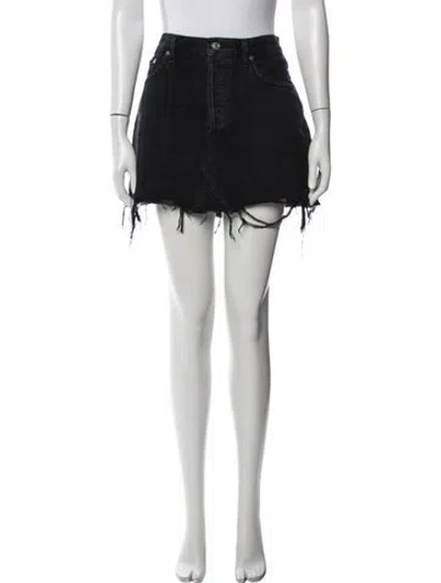 Pre-owned Agolde Distressed Accents Mini Skirt In Black