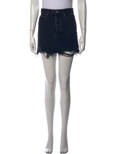Pre-owned Agolde Distressed Accents Mini Skirt In Black