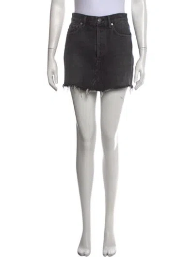 Pre-owned Agolde Distressed Accents Mini Skirt In Black