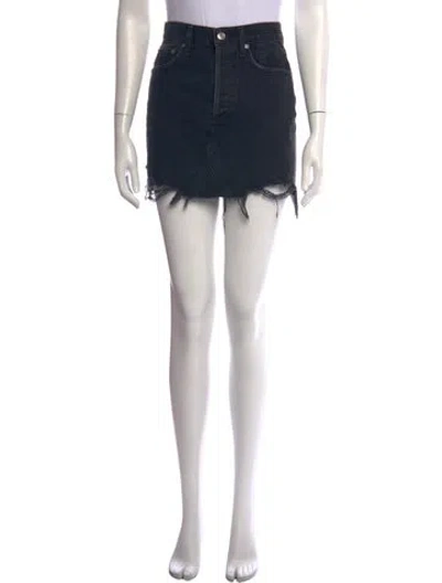 Pre-owned Agolde Distressed Accents Mini Skirt In Black