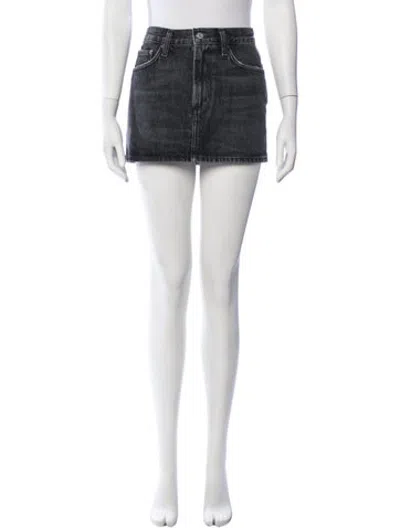 Pre-owned Agolde Distressed Accents Mini Skirt In Black
