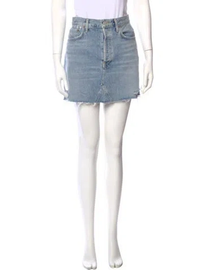 Pre-owned Agolde Distressed Accents Mini Skirt In Blue