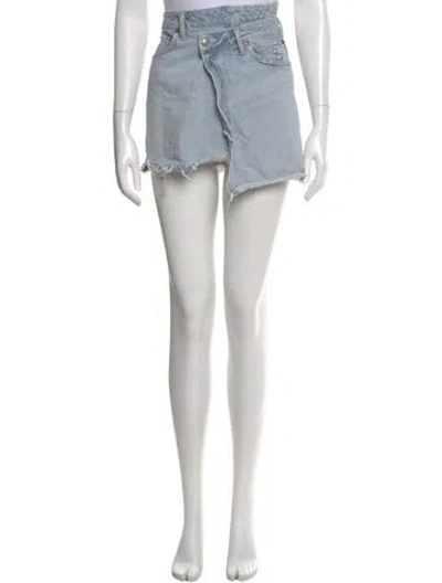 Pre-owned Agolde Distressed Accents Mini Skirt In Blue