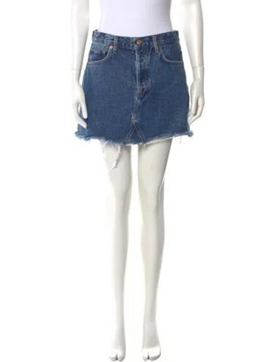 Pre-owned Agolde Distressed Accents Mini Skirt In Blue