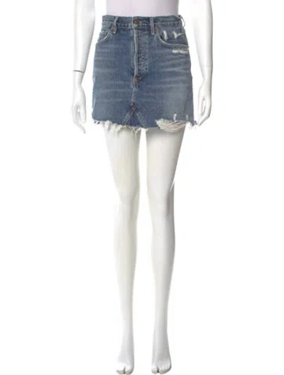 Pre-owned Agolde Distressed Accents Mini Skirt In Blue