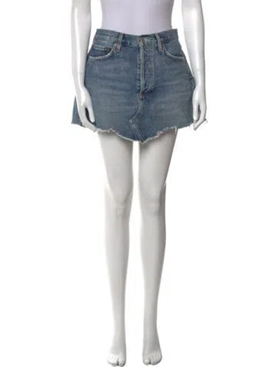 Pre-owned Agolde Distressed Accents Mini Skirt In Blue