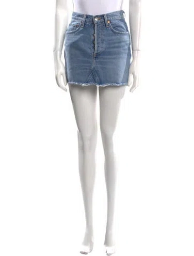 Pre-owned Agolde Distressed Accents Mini Skirt In Blue