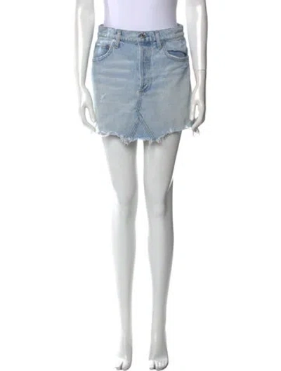 Pre-owned Agolde Distressed Accents Mini Skirt In Blue