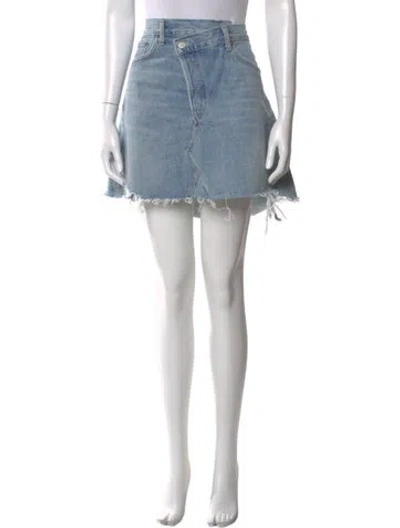 Pre-owned Agolde Distressed Accents Mini Skirt In Blue